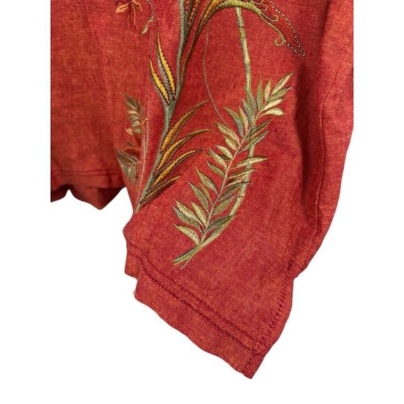 Koret Rust Color Linen Blend Button Up Embroidered Shirt Beach Vacation Size 3XL - Picture 6 of 9